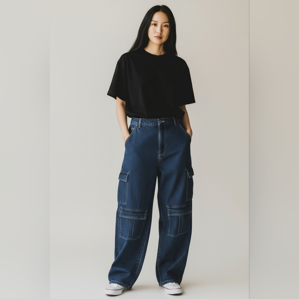 Dark Blue Cargo Jeans